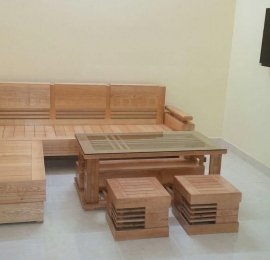 sofa góc gỗ sồi nga 
