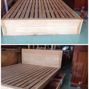 giường ngủ gỗ sồi ngăn kéo
