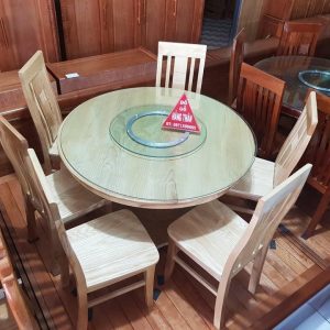 bàn tròn gỗ sồi nga 6 ghế