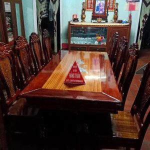 bàn ăn tràm cẩn trai 8 ghế