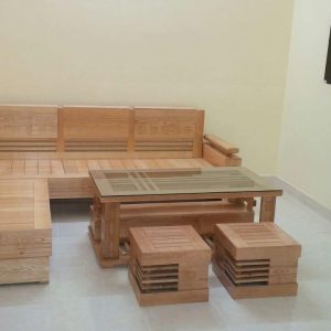 sofa góc gỗ sồi nga