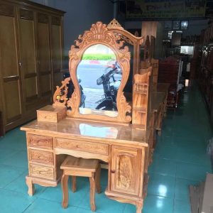 bàn trang điểm gỗ gõ đỏ ( bên )