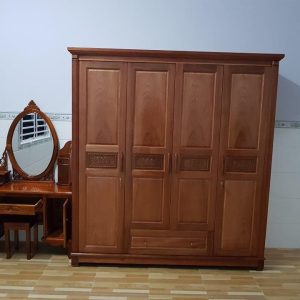 tủ áo gỗ xoan đào 4 cánh đồng tiền