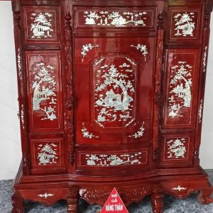 TỦ THỜ CĂM XE 6 CHÂN KHẢM TRAI