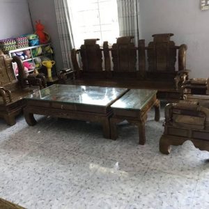 Bộ ghế phòng khách gỗ mun xanh đuôi công