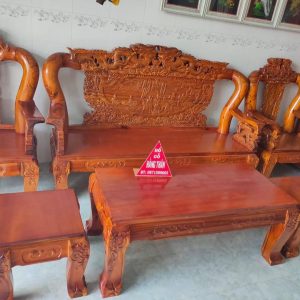 Bộ ghế rồng bát tiên gỗ tràm bông vàng (01)