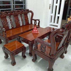 Sofa gỗ tràm bông vàng tay hoa